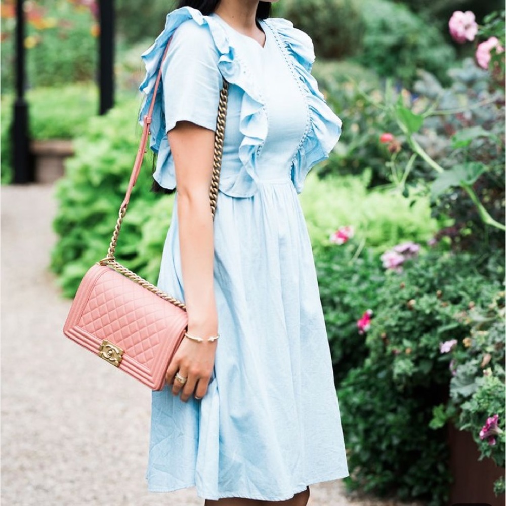 Rachel Parcell Florence chambray ruffle dress XS